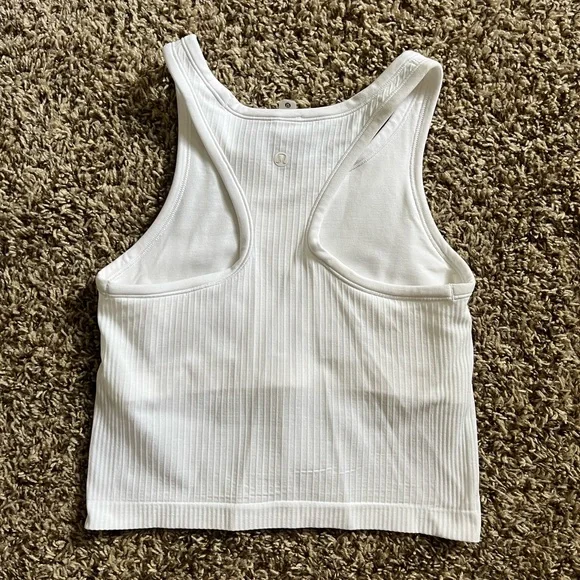 Lululemon White Ribbed Racerback Tank - Picture 2 of 3